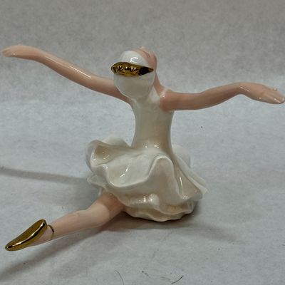 Vintage Porcelain Ballerina Figurine with Gold Accents