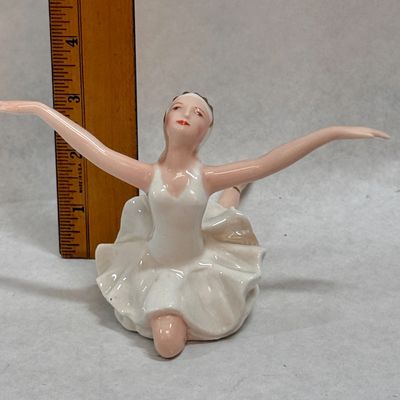 Vintage Porcelain Ballerina Figurine with Gold Accents