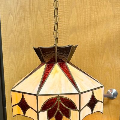 Vintage Tiffany-Style Stained Glass Swag Pendant Light Shade