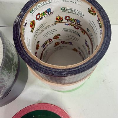 Assorted Duct and Vinyl Tape Rolls Including Duck Tape