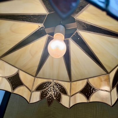 Vintage Tiffany-Style Stained Glass Swag Pendant Light Shade
