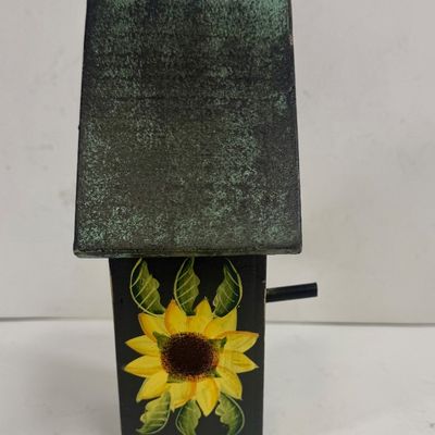 Decorative Wooden Birdhouse with Hand-Painted Sunflowers