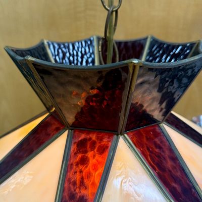 Vintage Tiffany-Style Stained Glass Swag Pendant Light Shade