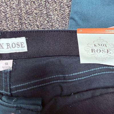 2 Pairs Knox Rose Womens Ankle Skinny Pants Size 10 NWT Teal & Brown