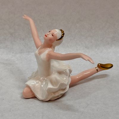 Vintage Porcelain Ballerina Figurine with Gold Accents