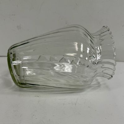 Clear Swirl Glass Vase with Ruffled Rim
