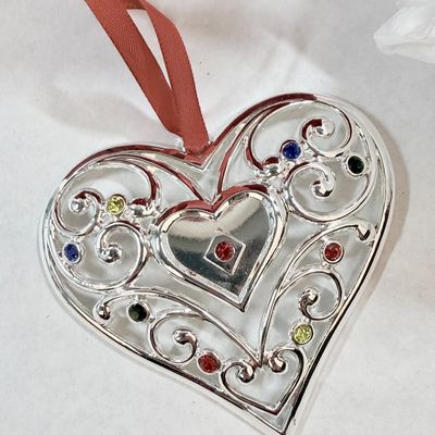 Lot of 6 Lenox Silver-Tone Jewel-Accented Sparkle and Scroll Multi-Crystal Ornaments in Boxes