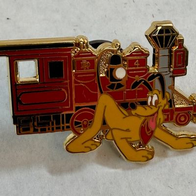 Disney Pluto Railroad Train Enamel Lapel Pin