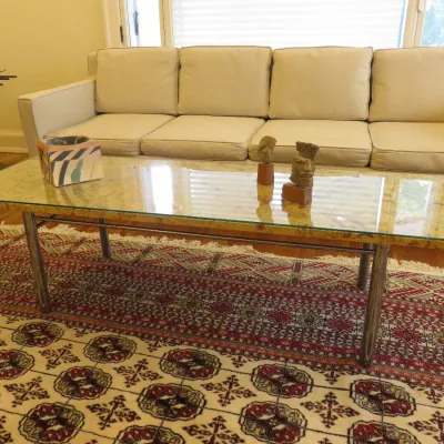 Sale Photo Thumbnail #44: 1970s Italian fossil marble & chrome table