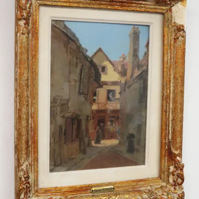 Sale Photo Thumbnail #523: Maurice Renders "Villeves A Pontiers" 1928 oil on wood