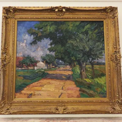 Sale Photo Thumbnail #55: Hidegard Muller-Uri untitled landscape 1914 oil painting