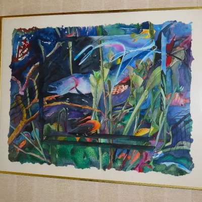 Sale Photo Thumbnail #398: Diane Balsley "Fish" watercolor/paper