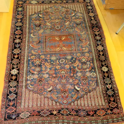 Sale Photo Thumbnail #202: (BID ITEM) 6.7'x4.5' Village Khamseh rug (Wolf & Bird)