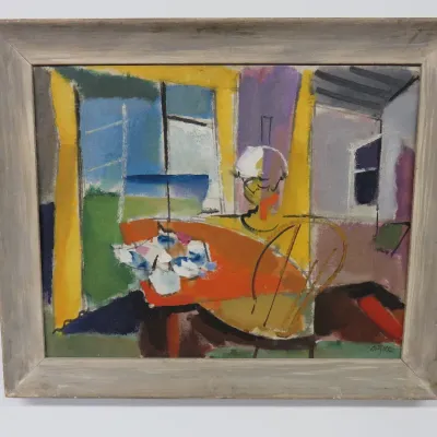Sale Photo Thumbnail #427: Elsie Batzell "Interior Still Life" 1950