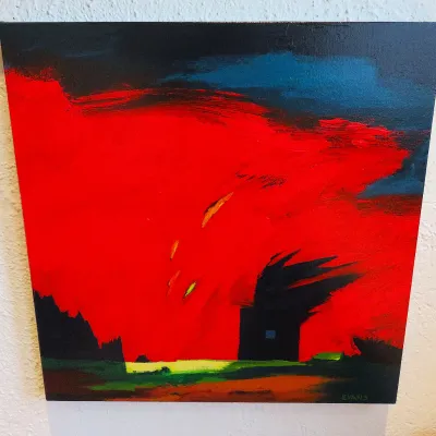 Sale Photo Thumbnail #180: Dick Evans "Square With Light" oil painting
