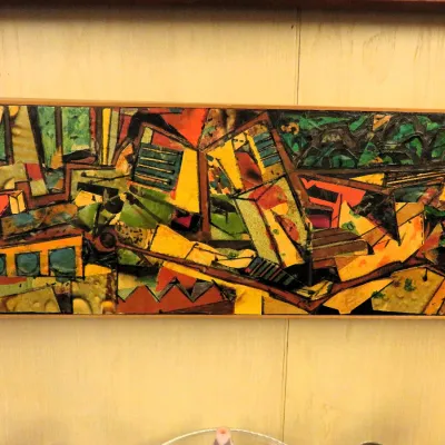 Sale Photo Thumbnail #105: Harry Bouras "Great Hand Figures" 1963 oil painting