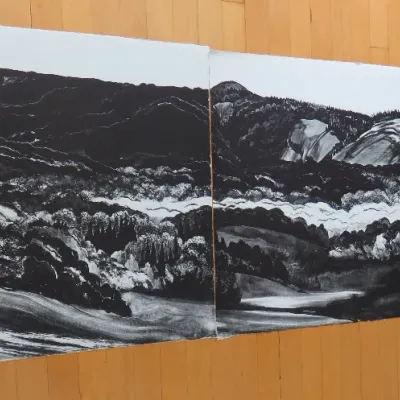 Sale Photo Thumbnail #518: Claire Van Vliet landscape triptych