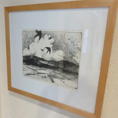 Sale Photo Thumbnail #264: Terrence Coffman "Swallows Over LaCoste" ink/paper