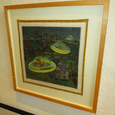 Sale Photo Thumbnail #175: Nancy Mladenhoff "Cityscape" painting on silk