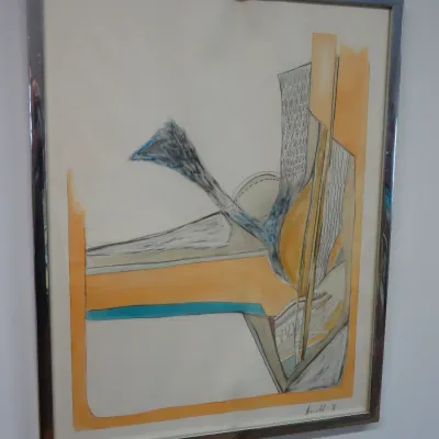 Sale Photo Thumbnail #440: Ralph Arnold "Wings & Bird" 1971 pencil/watercolor
