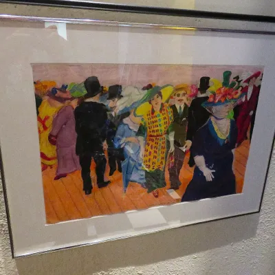 Sale Photo Thumbnail #163: Mimi Gross "After Lartique" 1967 Gouache/paper