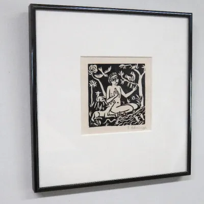 Sale Photo Thumbnail #449: Georg Schrimpf "Francis of Assisi" 1918 woodblock print
