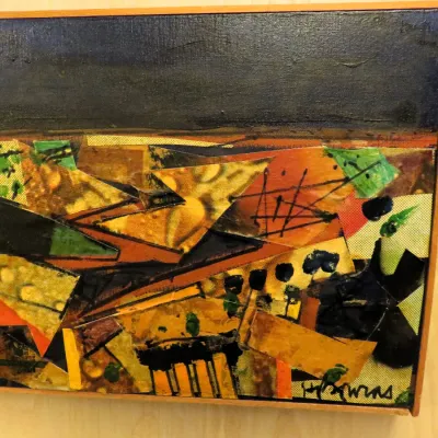 Sale Photo Thumbnail #104: Harry Bouras "Great Hand Figures" 1963 oil painting