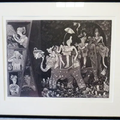 Sale Photo Thumbnail #394: Gladys Nilsson "Camp Shopalong" Aquatint
