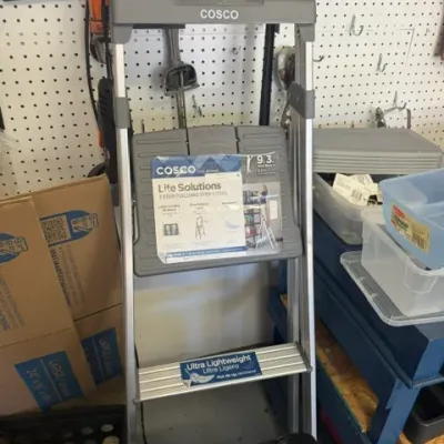 Cosco Lite Solutions 3-step folding step stool in ultra lightweight aluminum and grey plastic, in like-new condition with original...