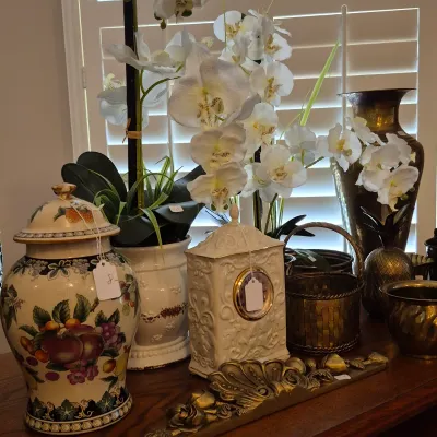 Sale Photo Thumbnail #21: Silk Orchid Faux Potted Plant Decor 