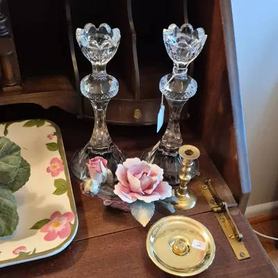 Sale Photo Thumbnail #25: Crystal Glass Candle Holders