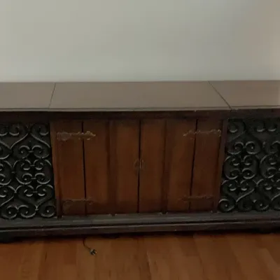 Sale Photo Thumbnail #63: Vintage Mid Century Stereo Wood Cabinet Without Turn Table For Repurpose 
