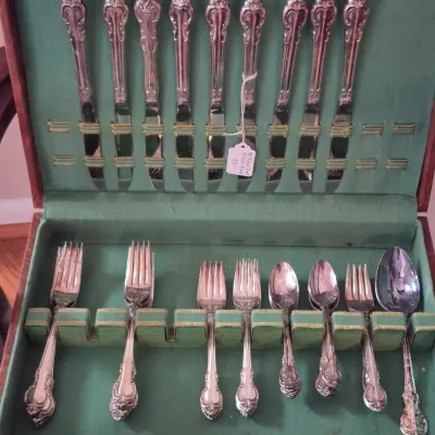 Sale Photo Thumbnail #36: Vintage Silver Plated Silverware Set/Wood SilverwearBox