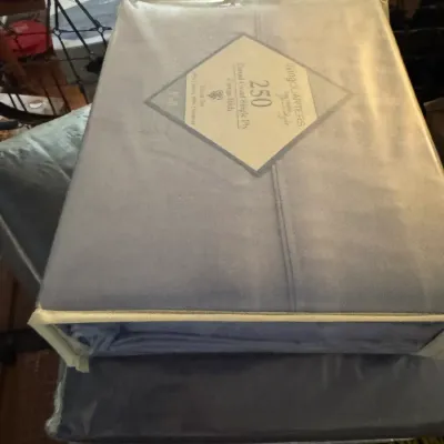 Sale Photo Thumbnail #144: Living Quarters 250 thread count full-size sheet set in original plastic packaging.