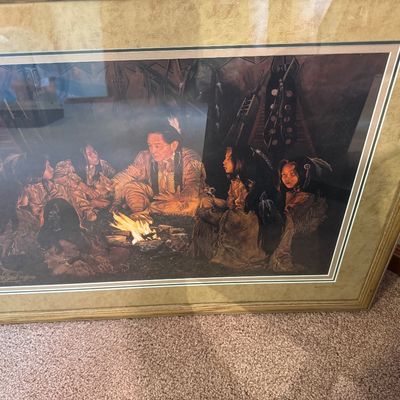 Sale Photo Thumbnail #164: Signed limited-edition lithograph titled "Buffalo Tales" by Western artist Craig Tennant