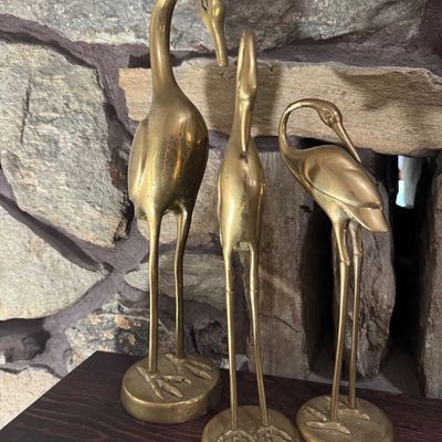 Sale Photo Thumbnail #57: Brass Crane sculptures 