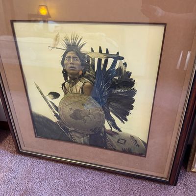 Sale Photo Thumbnail #162: Limited -edition print titled "Young Plains Indian" by the American realist painter James E. Bama
