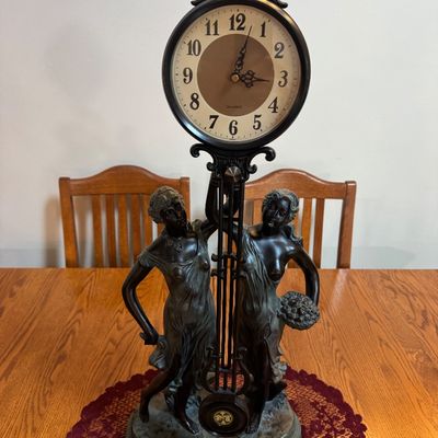 Sale Photo Thumbnail #114: Bronze figural pendulum mantel clock