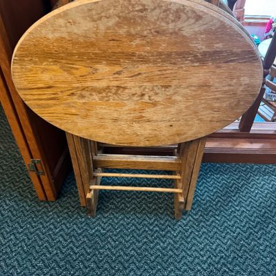 Sale Photo Thumbnail #122: Oval wooden tray tables 