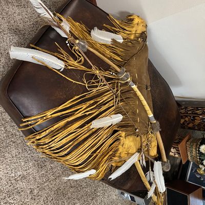 Sale Photo Thumbnail #51: Native American-style bow and fringed buckskin leather quiver