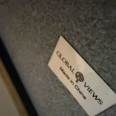 Sale Photo Thumbnail #33: Global Views manufacturer label, made in China, attached to the back of an item.