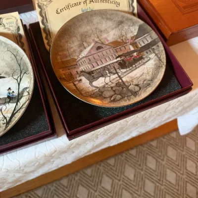 Anri Juan Ferrandiz 'Market Day' limited-edition collector plate displayed in its original presentation box with Certificate of...