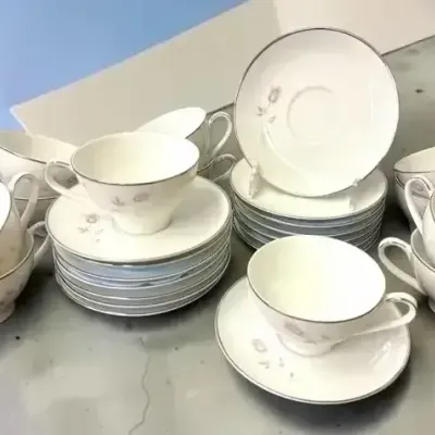 Vintage Noritake Pasadena 6311 Fine China Pink Rose Coffee Cups & Saucers 