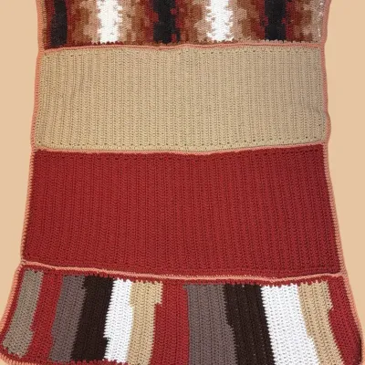 Handmade Crochet Afghan Throw Blanket – Rustic Southwestern Earth Tones 