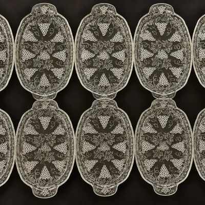 Vintage 1950s Anchor Hocking Grape & Leaf Clear Glass Serva-Snack Trays – Set of 10