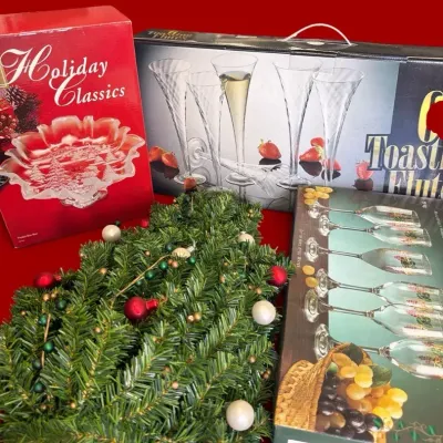 Holiday Glassware, Mikasa Bon Bon Dish & Christmas Decor