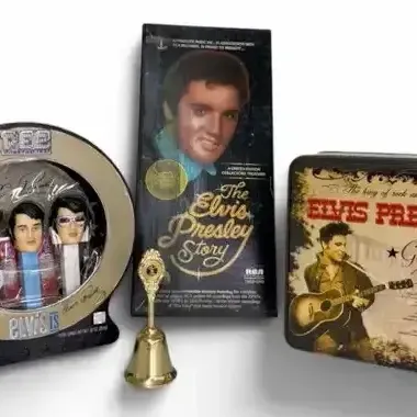 Elvis Presley Collectibles, Pez Set, & Music Box