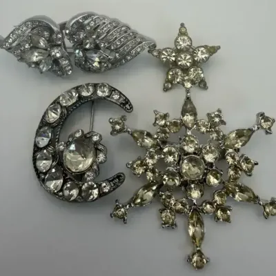 Coro Duette Vintage Rhinestone Brooch & Clip Lot