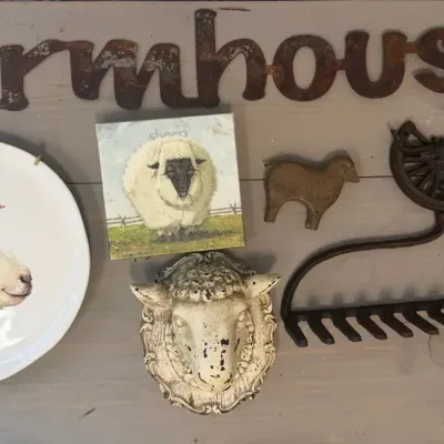 Farmhouse Sheep & Rustic Decor Assortment - 6 Pieces
