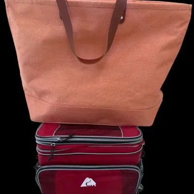 Ballard Designs Jute Tote & Rolling Soft-Sided Cooler